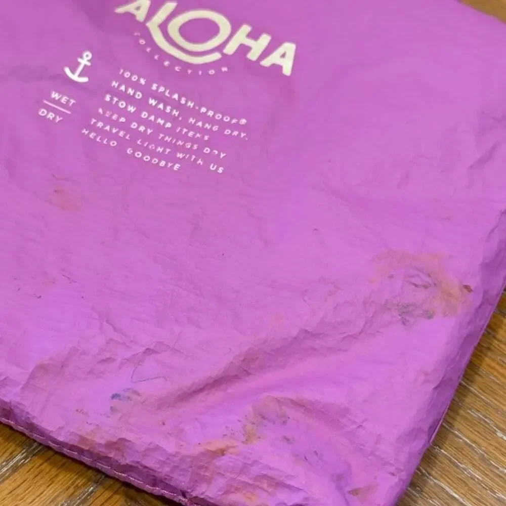 Aloha Collection Purple/Pink & Green Leaf Print Small Pouch Bag